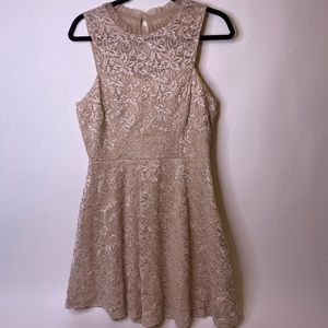 Teeze Me Taupe Cream Lace Floral Dress